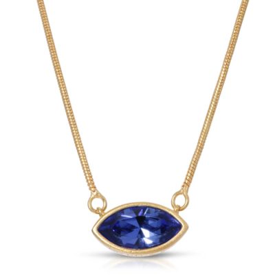 Petite Marquise Necklace Gold with Sapphire Blue Swarovski crystals