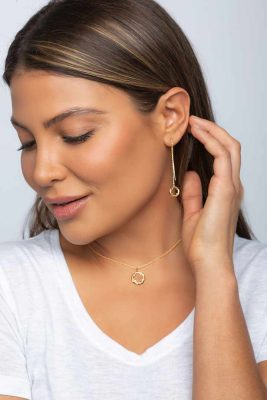 Four Leaf Clover Jewelry Collection in gold and rhodium over sterling silver by arydpo showcased by the beautiful Carly Diamond Stone