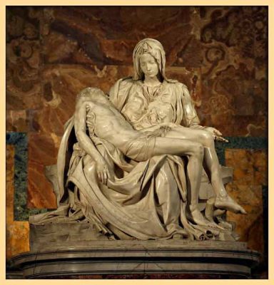 Sculpture by Michelangelo Pieta year 1498–1499 Marble, Renaissance era 