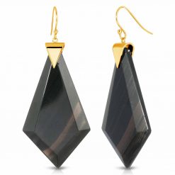 Energy Obsidian Earrings in 18K Gold over Sterling Silver a_01