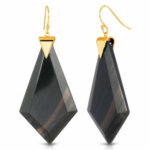 Energy Obsidian Earrings in 18K Gold over Sterling Silver a_01
