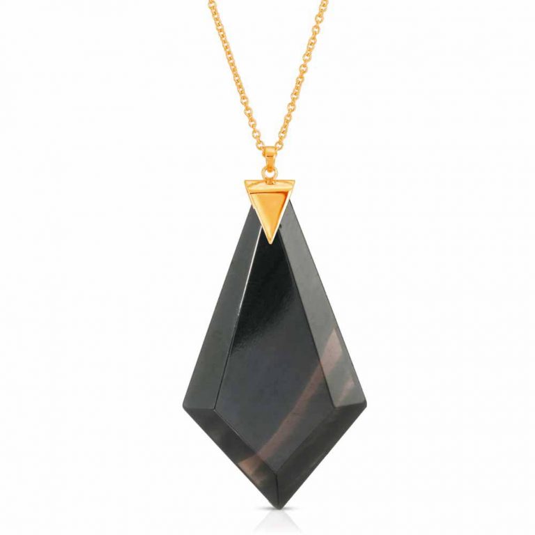 Energy Obsidian Necklace in 18K Gold over Sterling Silver