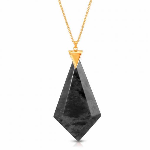 Energy Obsidian Necklace in 18K Gold over Sterling Silver