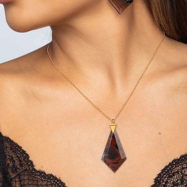 Energy Obsidian Necklace in 18K Gold over Sterling Silver c_01