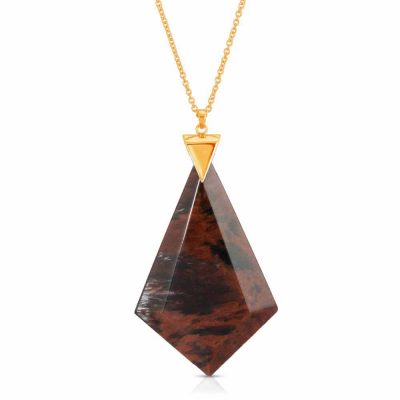 Energy Obsidian Necklace in 18K Gold over Sterling Silver
