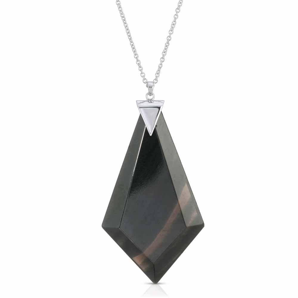 Energy Obsidian Necklace in Rhodium over Sterling Silver a_01