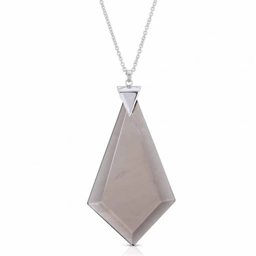 Energy Obsidian Necklace in Rhodium over Sterling Silver d_01