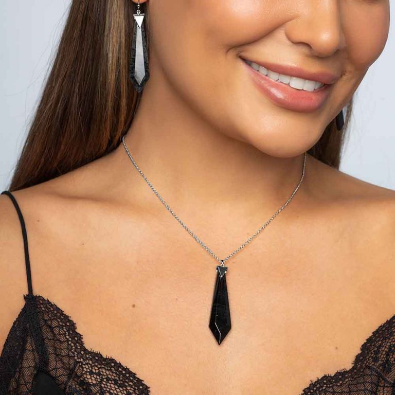 Passion Obsidian Necklace in Rhodium over Sterling Silver a_01