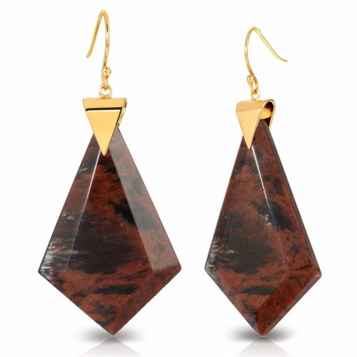 Power Obsidian Earrings in 18K Gold over Sterling Silver c_01