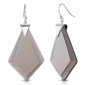 Power Obsidian Earrings in Rhodium over Sterling Silver d_01