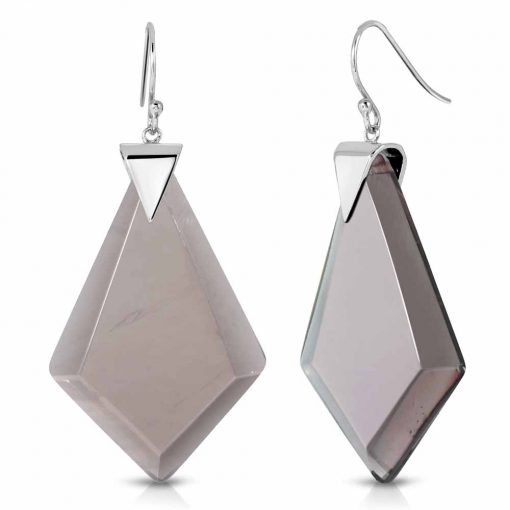 Power Obsidian Earrings in Rhodium over Sterling Silver d_01