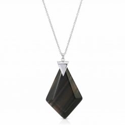 Power Obsidian Necklace in Rhodium over Sterling Silver a_01