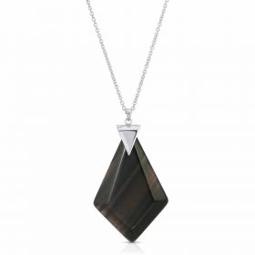 Power Obsidian Necklace in Rhodium over Sterling Silver a_01