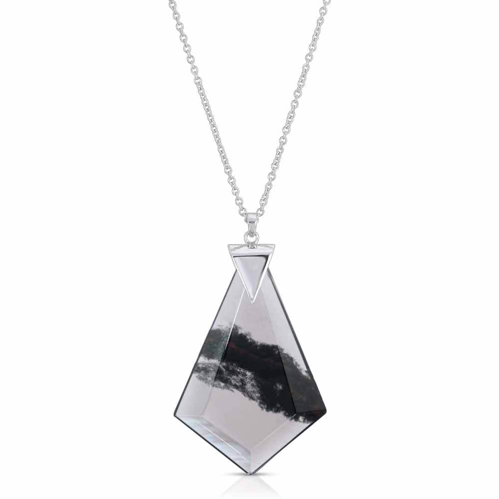 Power Obsidian Necklace in Rhodium over Sterling Silver e_01