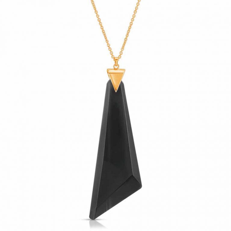 Protection Obsidian Necklace in 18K Gold over Sterling Silver