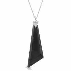 Protection Obsidian Necklace in Rhodium over Sterling Silver a_01