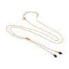 Matte Gold Vermeil Y Slider Necklace Urban Marquise with Black Swarovski Crystals-full view
