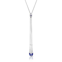 Matte Rhodium Plated Y Slider Necklace Urban Marquise with Sapphire Blue Swarovski Crystals