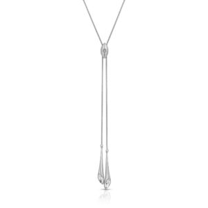 Matte Rhodium Plated Y Slider Necklace Urban Marquise with White Swarovski Crystals