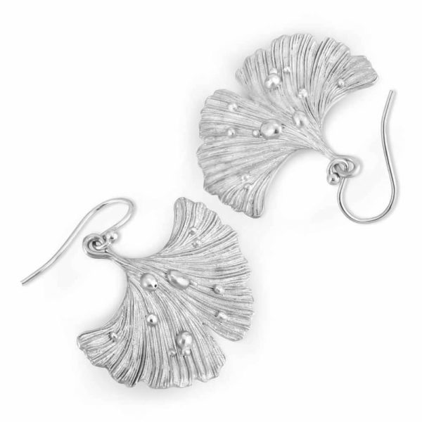 Ary Dpo • Rhodium Plated Earrings Ginkgo Leaf After Rain