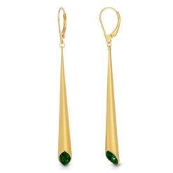 18K Gold Plated Leverback Earrings Urban Marquise Emerald Green crystal