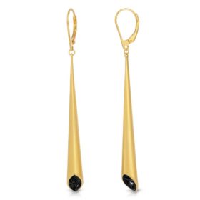 18K Gold Plated Leverback Earrings Urban Marquise with Black Swarovski crystal