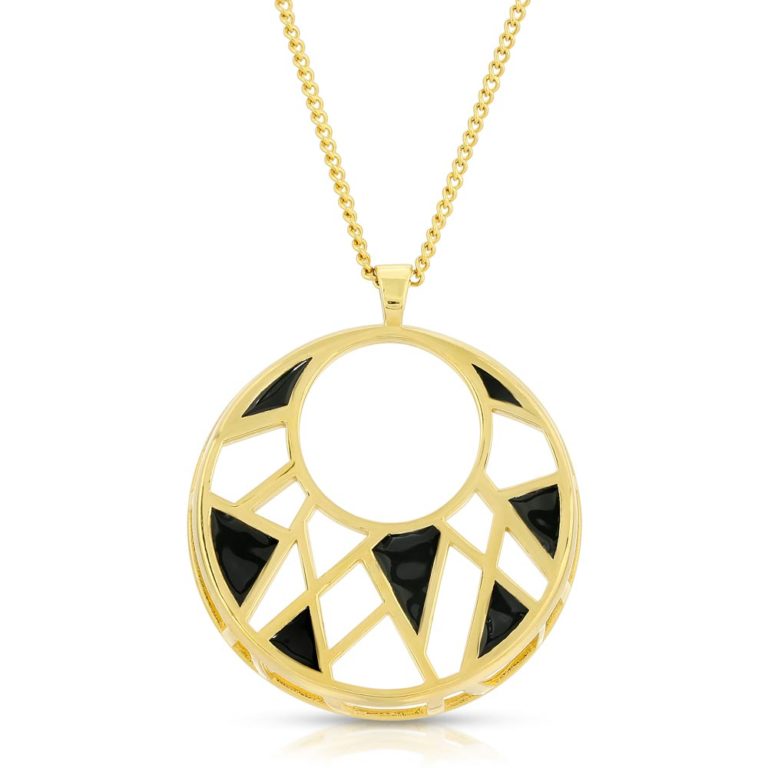 Enamel on Gold Plated Pendant Necklace Dream