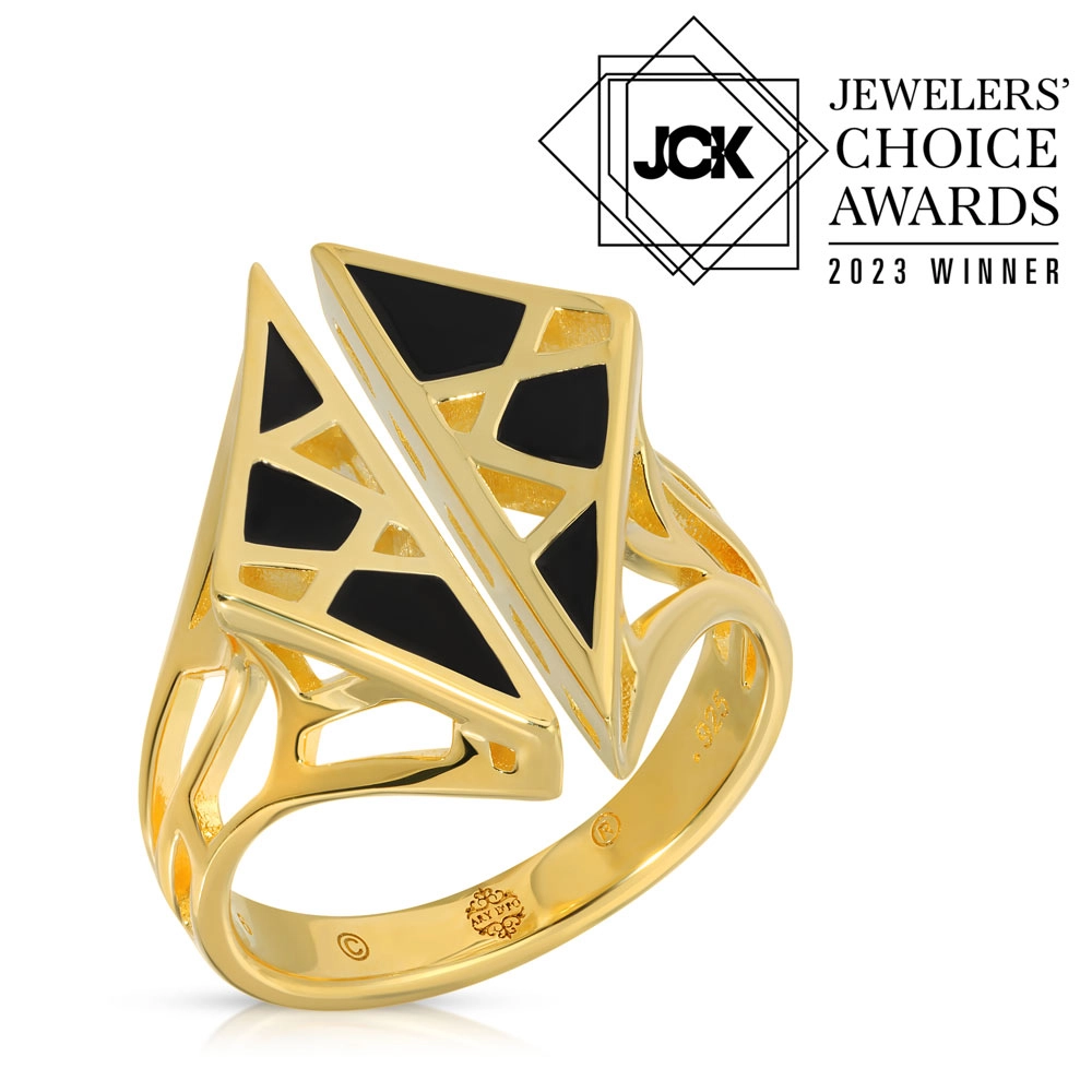 JCK Award Winner 2023 Dream Black Enamel on Gold Open Ring