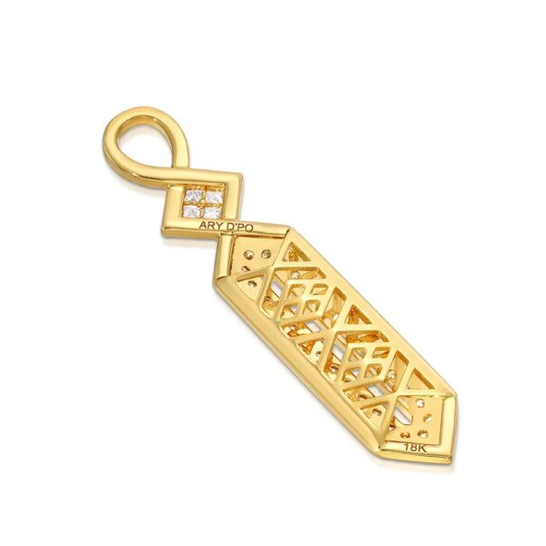 Art Deco Pendant in 18K Yellow Gold & Diamonds back