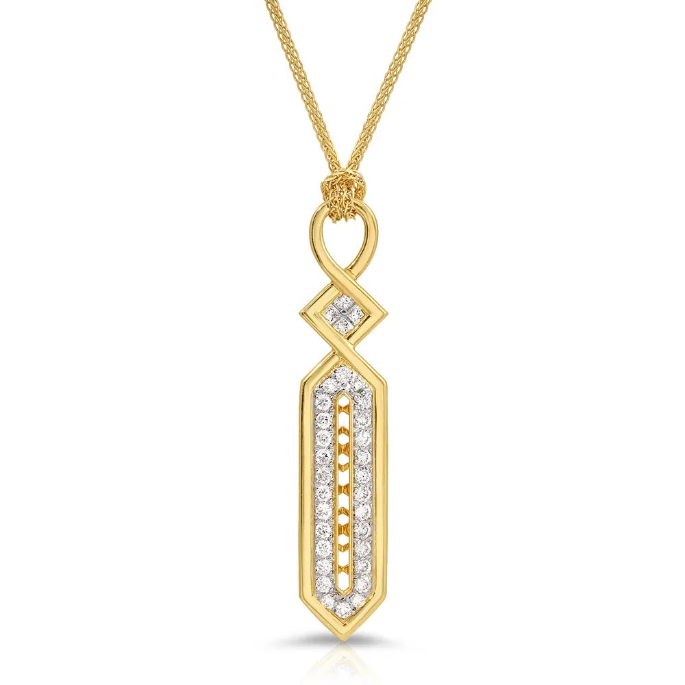 Art Deco Pendant in 18K Yellow Gold & Diamonds with chain