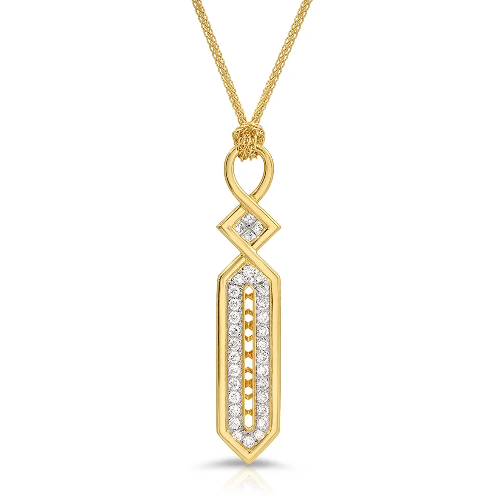 Art Deco Pendant in 18K Yellow Gold & Diamonds with chain