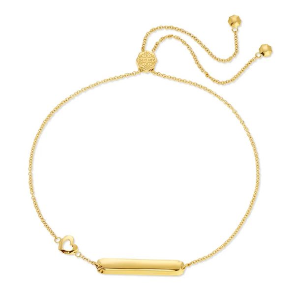 Bar Bracelet with slider with Heart Charm in 14K yellow gold top view