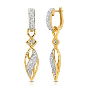 Eternity Hoop Earrings with Removable Pendants in 18K Yellow Gold & Diamonds