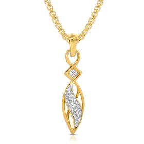 Eternity Pendant in 18K Yellow Gold & Diamonds with Open Bail & Box Chain front