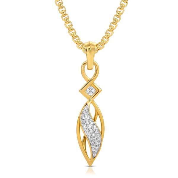 Eternity Pendant in 18K Yellow Gold & Diamonds with Open Bail & Box Chain front