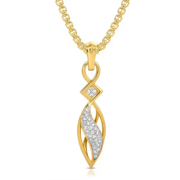 Eternity Pendant in 18K Yellow Gold & Diamonds with Open Bail & Box Chain front