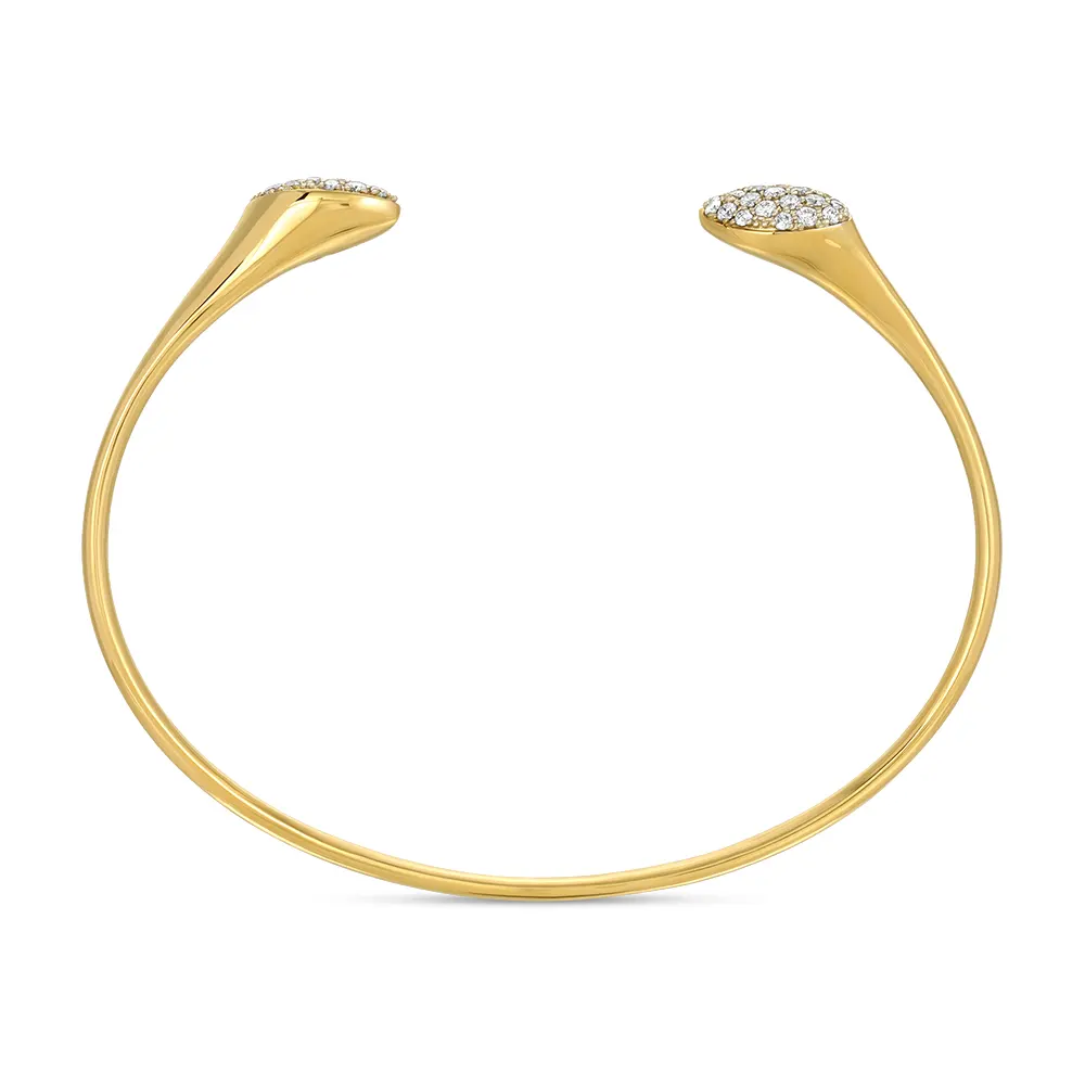 Marquise Open Bangle Spring Bracelet in 14K Yellow Gold & Diamonds side view
