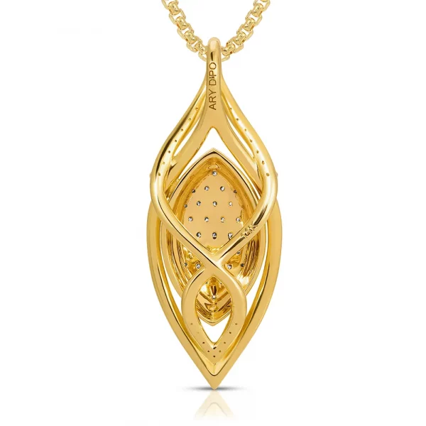 Marquise Pendant in 14K Yellow Gold with Diamonds back