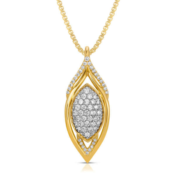 Marquise Pendant in 14K Yellow Gold with Diamonds front