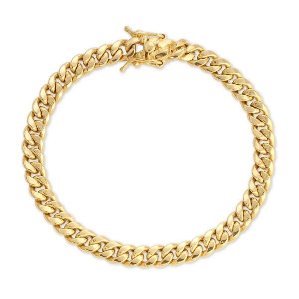 Miami Cuban Hollow Chain Bracelet in 14K Yellow Gold