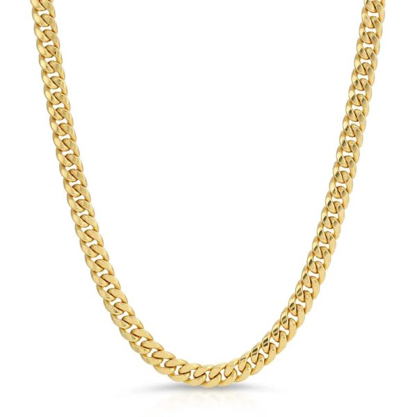 Miami Cuban Hollow Chain Necklace in 14K Yellow Gold