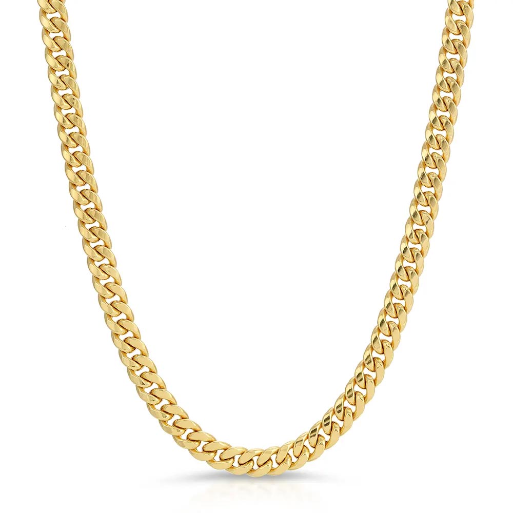 Miami Cuban Hollow Chain Necklace in 14K Yellow Gold