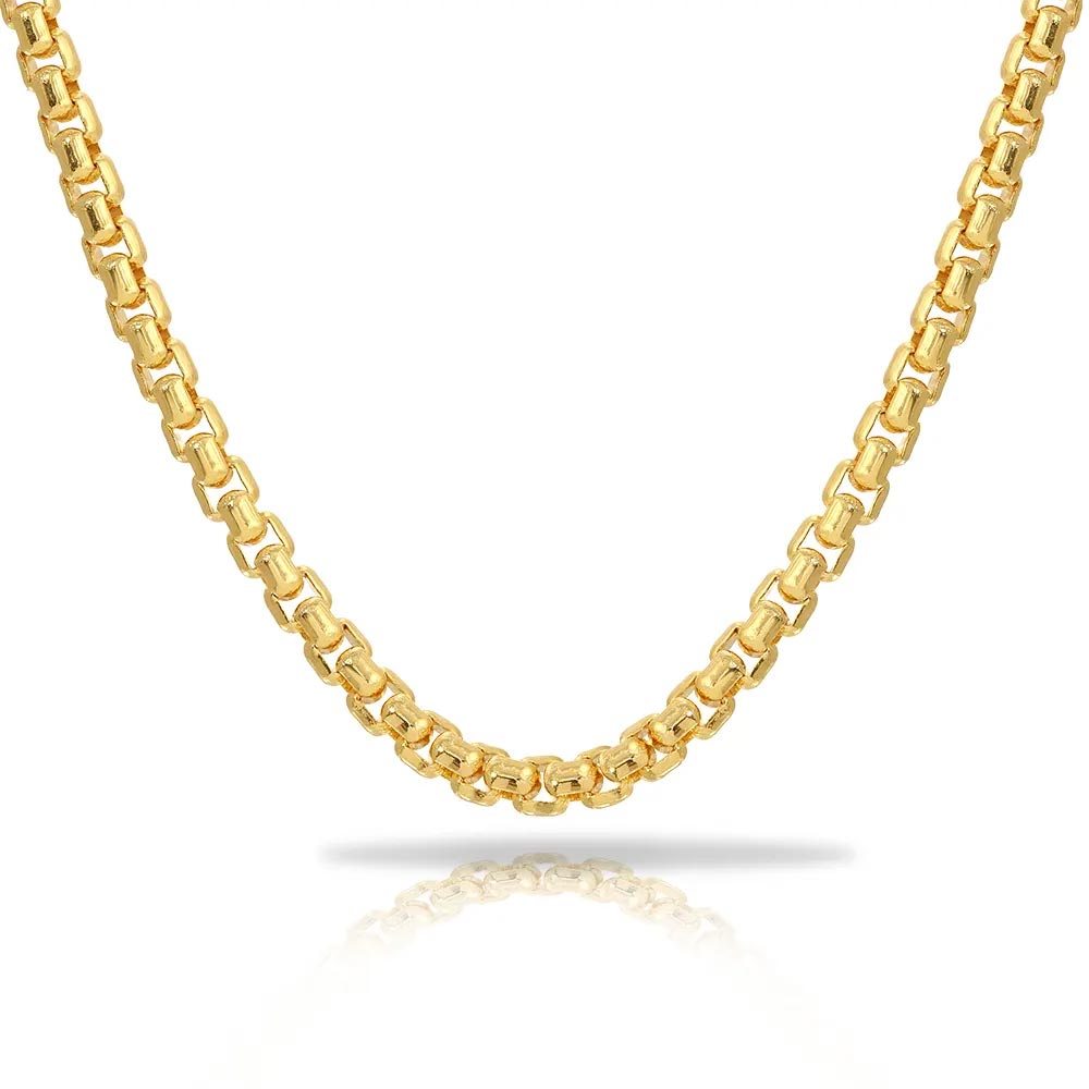 Round Box Chain in Solid 18K Yellow Gold