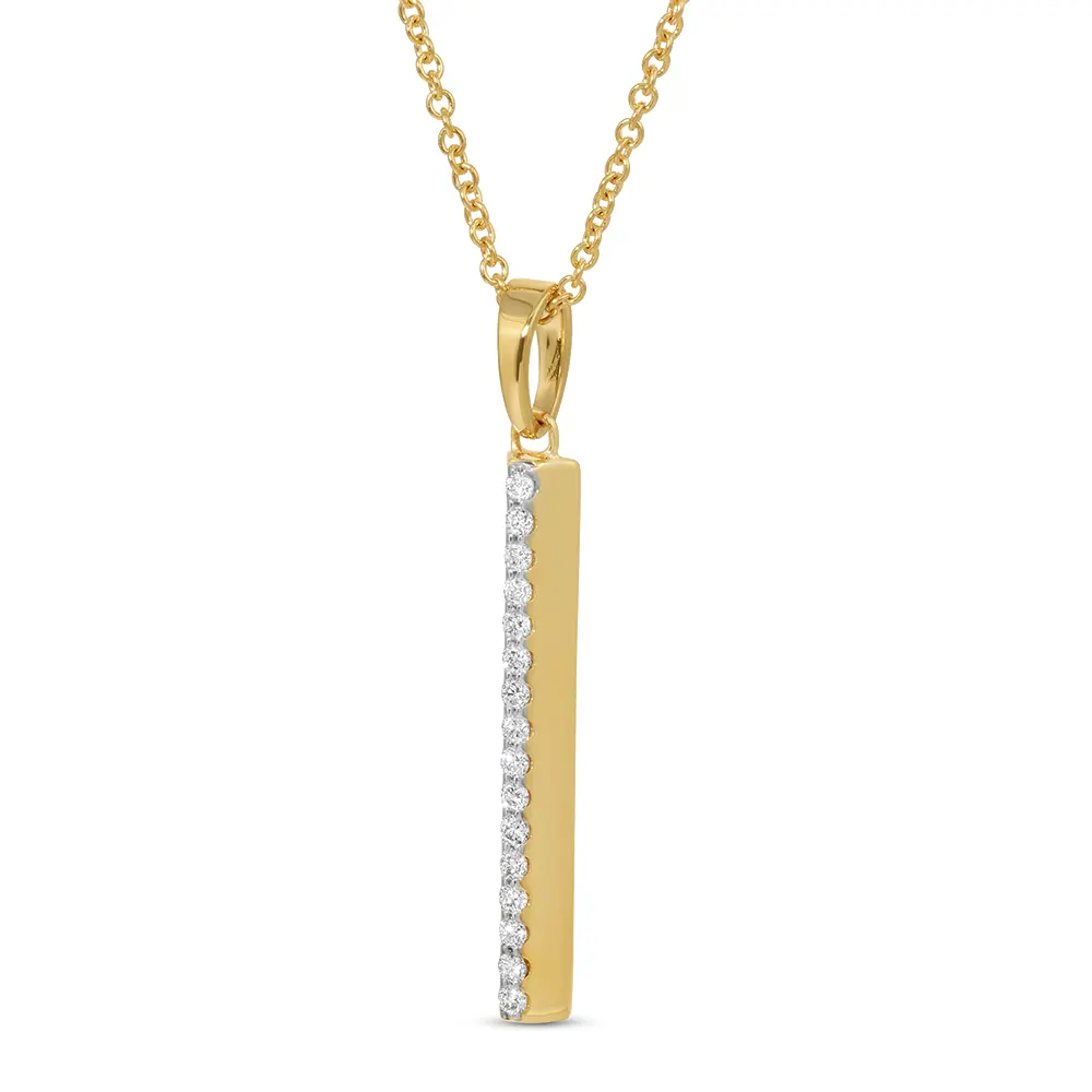 Trinity Pendant in 14K Yellow Gold and Diamonds - side view