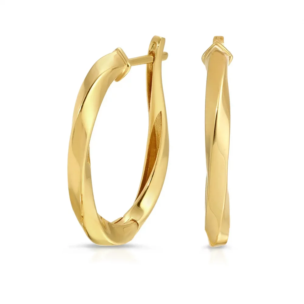 Twisted Medium Hoop Earrings in 18K Yellow Gold