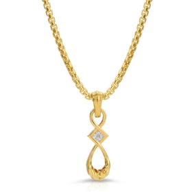 Twisted Pendant in 18K Yellow Gold with Diamonds with Open Bail & Box Chain