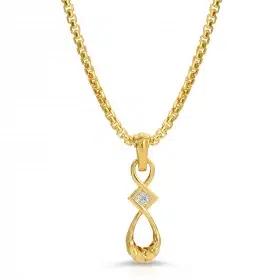 Twisted Pendant in 18K Yellow Gold with Diamonds with Open Bail & Box Chain