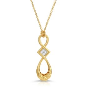 Twisted Pendant in 18K Yellow Gold with Diamonds with Spiga Chain