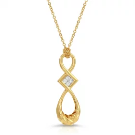 Twisted Pendant in 18K Yellow Gold with Diamonds with Spiga Chain