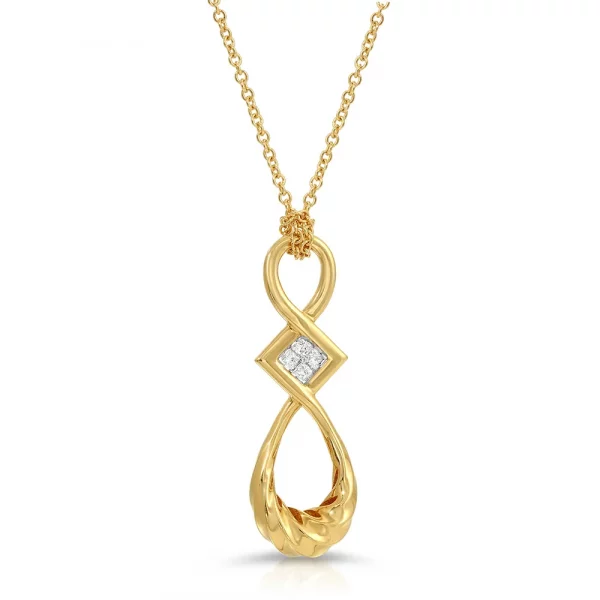 Twisted Pendant in 18K Yellow Gold with Diamonds with Spiga Chain